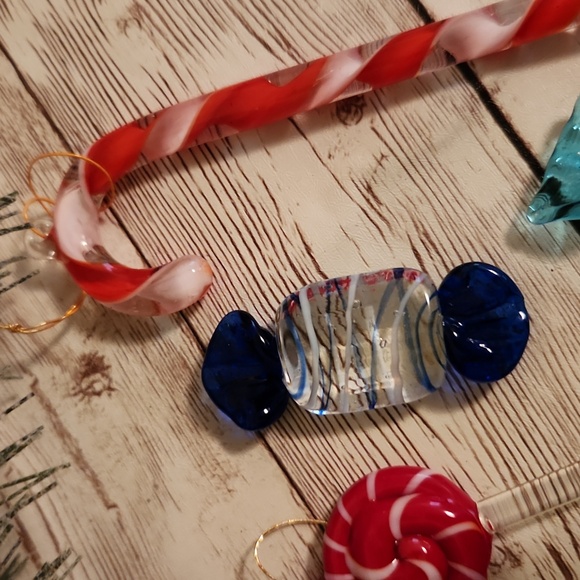 Set of 8 Vintage Glass Candy Christmas Ornaments Set J - Picture 5 of 8